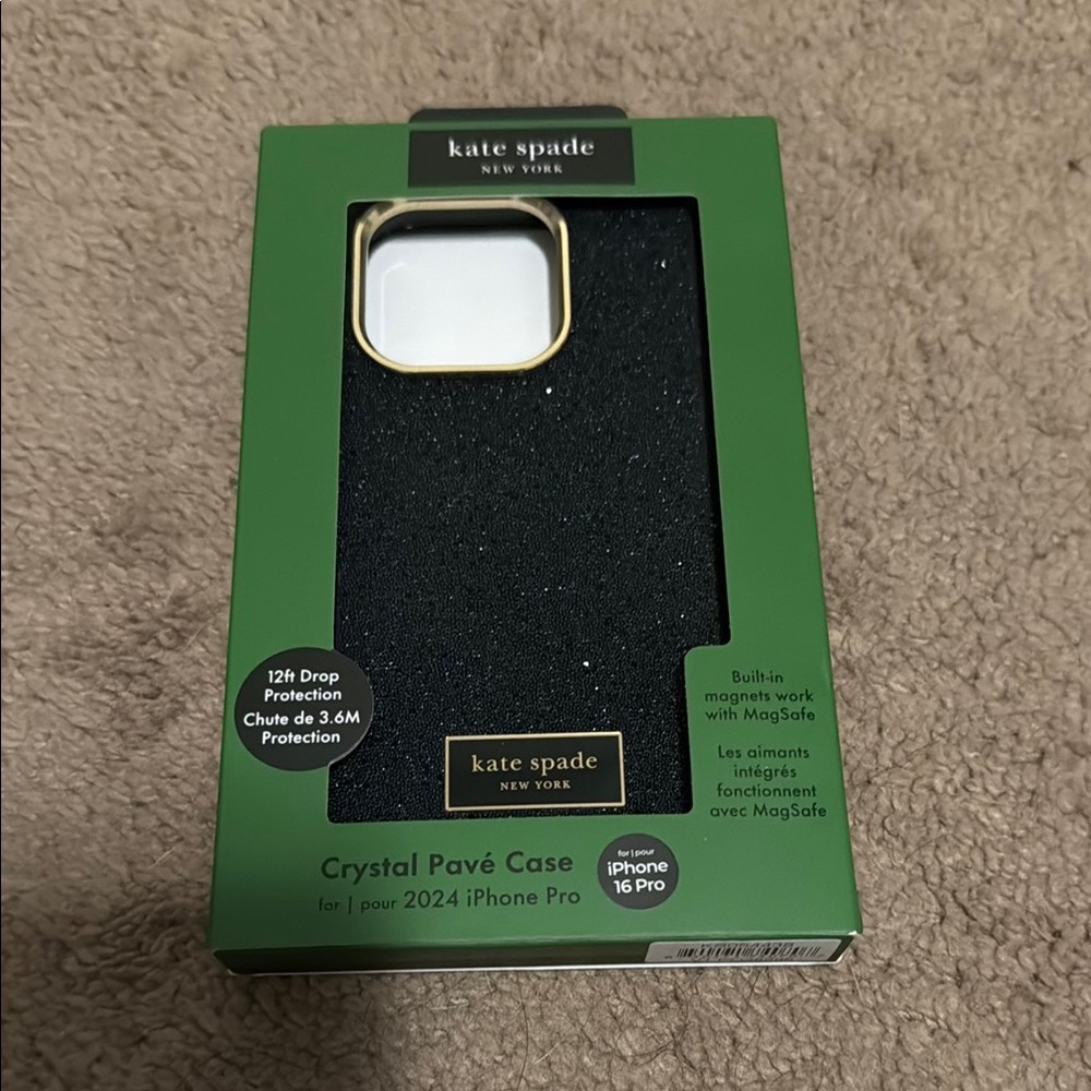 Kate Spade Black Crystal Pavé Case for iPhone 16 Pro